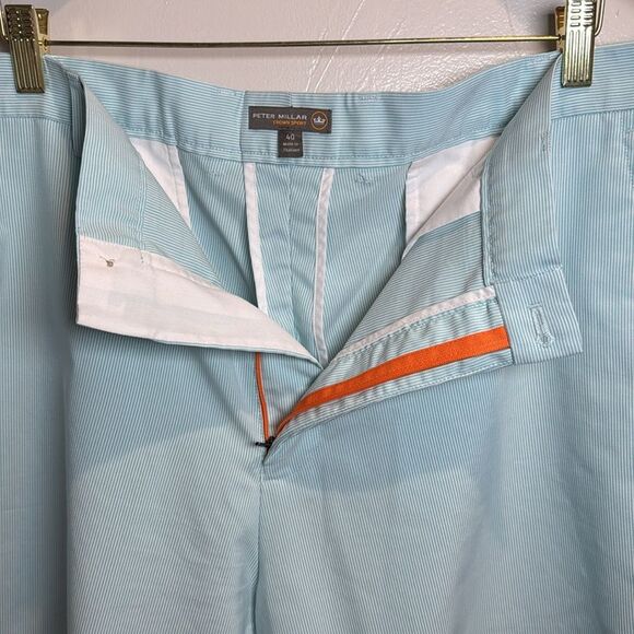 Peter Millar Crown Sport Shorts Teal Blue White Stripes Size 40 Golf Outdoor - Picture 5 of 12